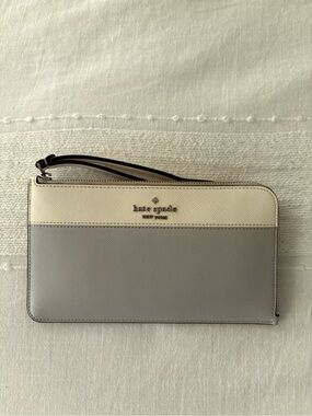 kate spade Cream and Gray Zip Wristlet Wallet